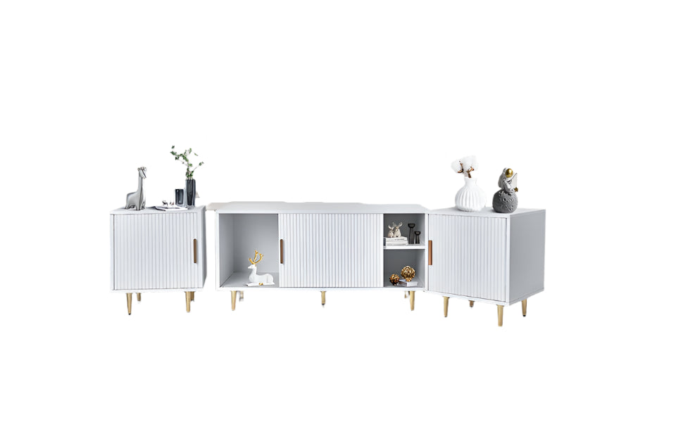 Tv-Kast – TV-Meubel – Entertainmentmeubel – Mediameubel – Franse Stijl – Geschikt Voor Televisies Tot 80 Inch – MDF En Spaanplaat - 112 x 20 x 20 cm - Wit
