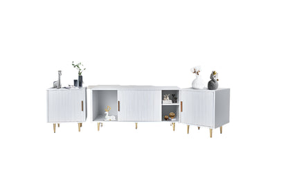 Tv-Kast – TV-Meubel – Entertainmentmeubel – Mediameubel – Franse Stijl – Geschikt Voor Televisies Tot 80 Inch – MDF En Spaanplaat - 112 x 20 x 20 cm - Wit