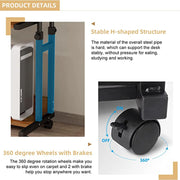 Desk - Desk for Adults - Desk for Computer - Computer Desk - Computer Table - Laptop Table - Computer Desk with Wheels - Height Adjustable - PC Table - Chocolate