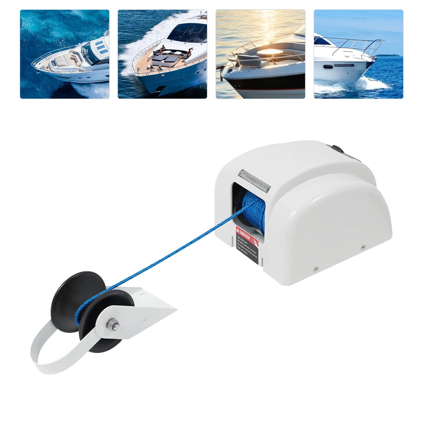 Elektrische Bootankerlier - Lier - Ankerschroef - Boot Anker - 12V - Draadloze Afstandsbediening – Maritiem Zoutwater Windlass Kit – Geschikt voor Ankers tot 45lb – Wit