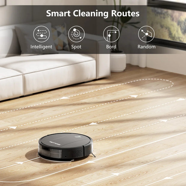 PrettyCare - Robotstofzuiger - Stofzuiger - Vloermop - HEPA-filter - 3000Pa - Alexa - WiFi - App - Zwart