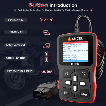 OBD Scanner - OBD2 - Auto Scanner - Auto uitlezen - Diagnose Apparatuur voor Auto's - Motorfiets Diagnoseapparaat OBD2 Scanner - Voor YAMAHA - HONDA - SUZUKI - Motormanagement & ABS Analyse - Live Data - Codelezer - Universele OBDII Scanner Voor Motoren