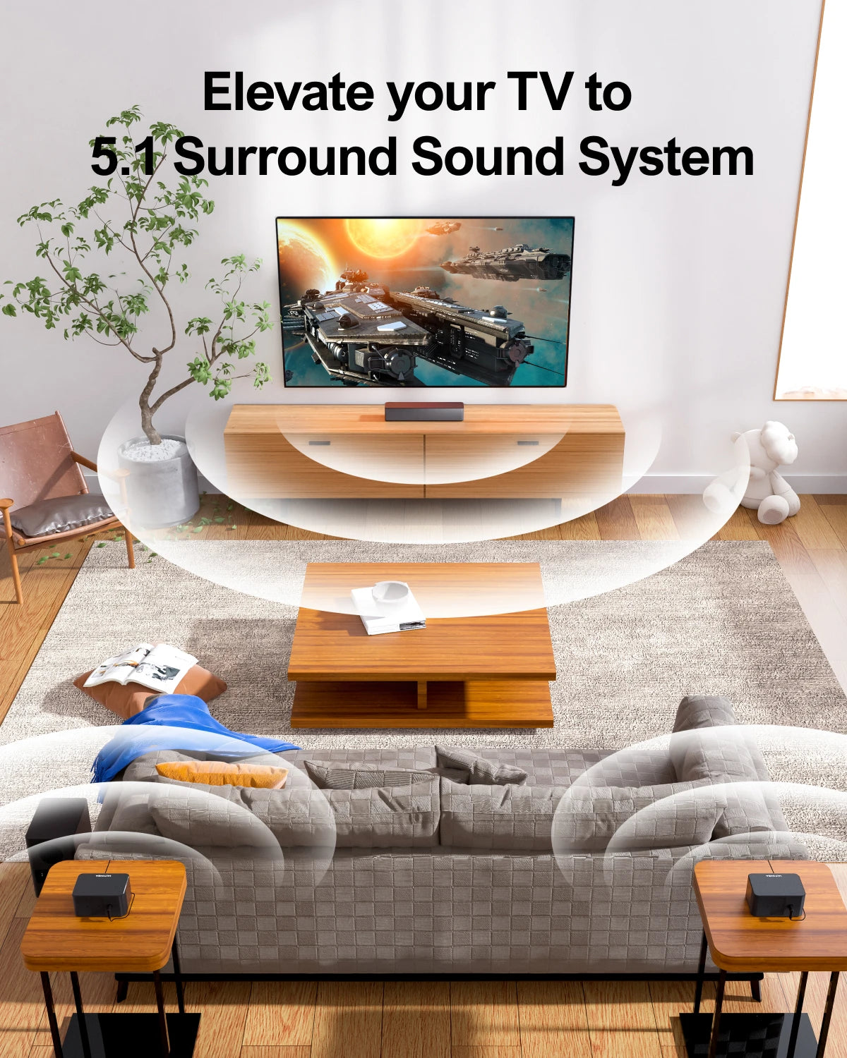 Soundbar - Speaker - 5.1 Soundbars Draadloze Subwoofer & Surround Speakers - 320W - Box - 3D Surround Sound Systeem – Home Theater Bluetooth Speakers