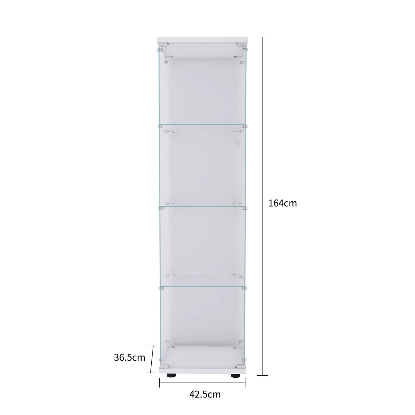 Comanlai 4 Shelves Glass Display Cabinet with Door,Floor Standing Curio Bookshelf for Living Room,42.5×36.5×164cm
