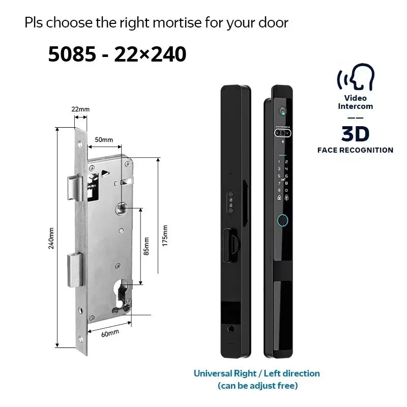 Slimme Deurslot – Elektronisch Slot – Biometrisch Slot – Vingerafdrukslot – App Slot – 6 Ontgrendelmethodes – IP66 Waterdicht - 5085 - Zilver