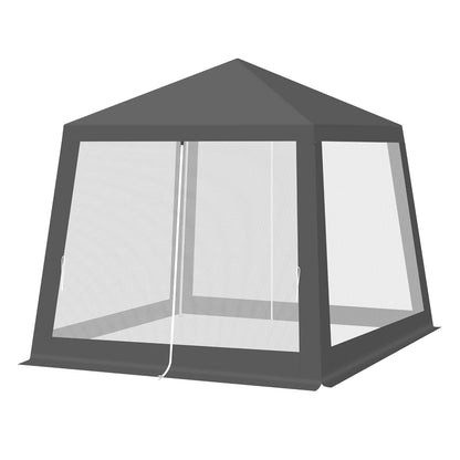 Tuinpaviljoen - Partytent - Tent - Easy up Partytent - 3x3m - met Muskietennet en Gaaswanden - Partytenten - Waterafstotende Tent voor Terras, Patio en Tuin - Eenvoudige Montage - Pergola - Paviljoen - Grijs