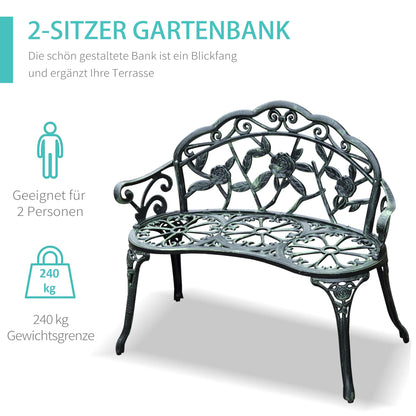 Tuinbank – Buitenzitbank – Balkonbank – Parkbank – Sfeervolle Zithoek – Gietaluminium – Weerbestendig – 2 Personen