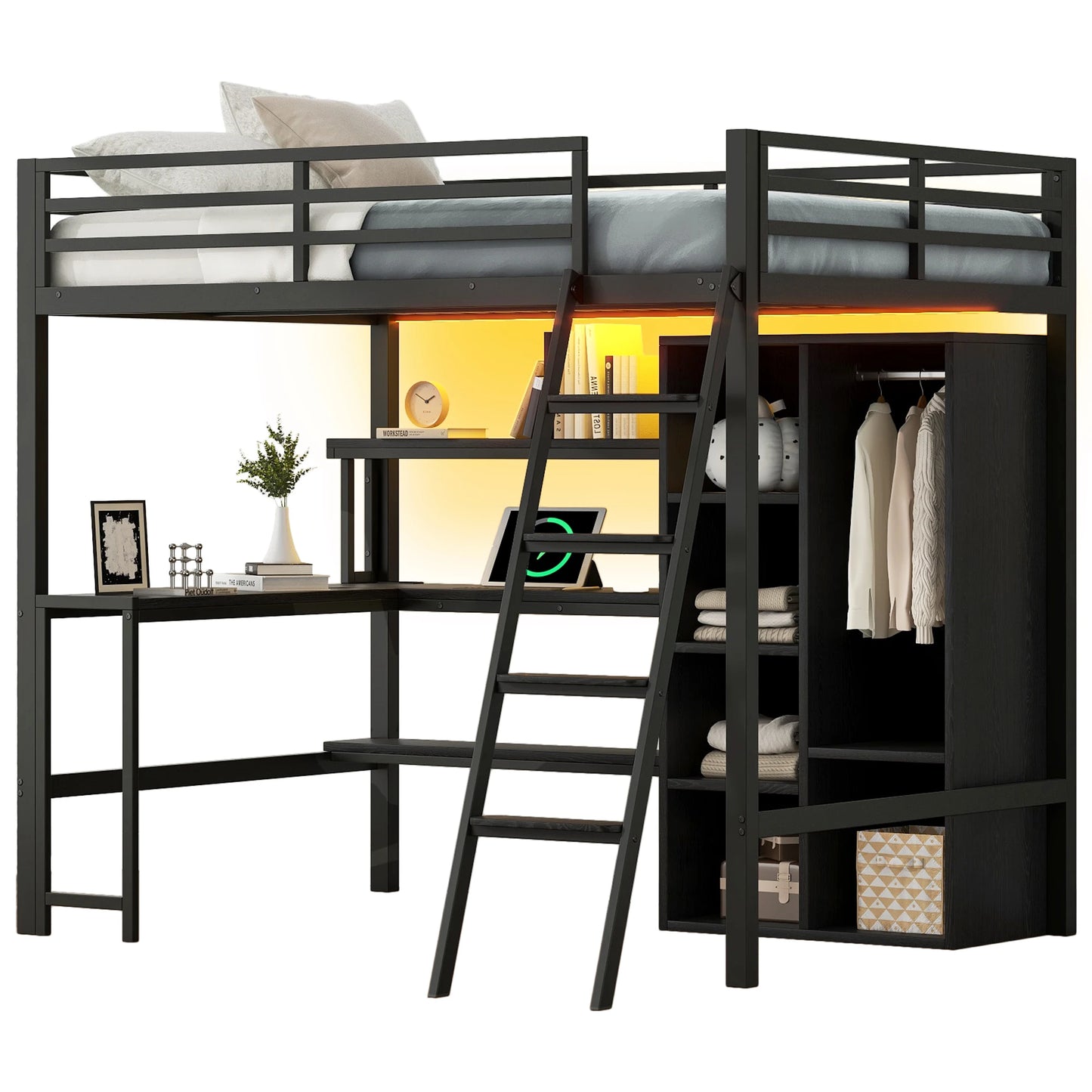 Kinderbed – Kinderbedje – Peuterbed – Jongerenbed – Houten Bed – Massief Grenenhout – Veilig Bedhek 60 cm Hoog – Open Vloerontwerp Zonder Lattenbodem