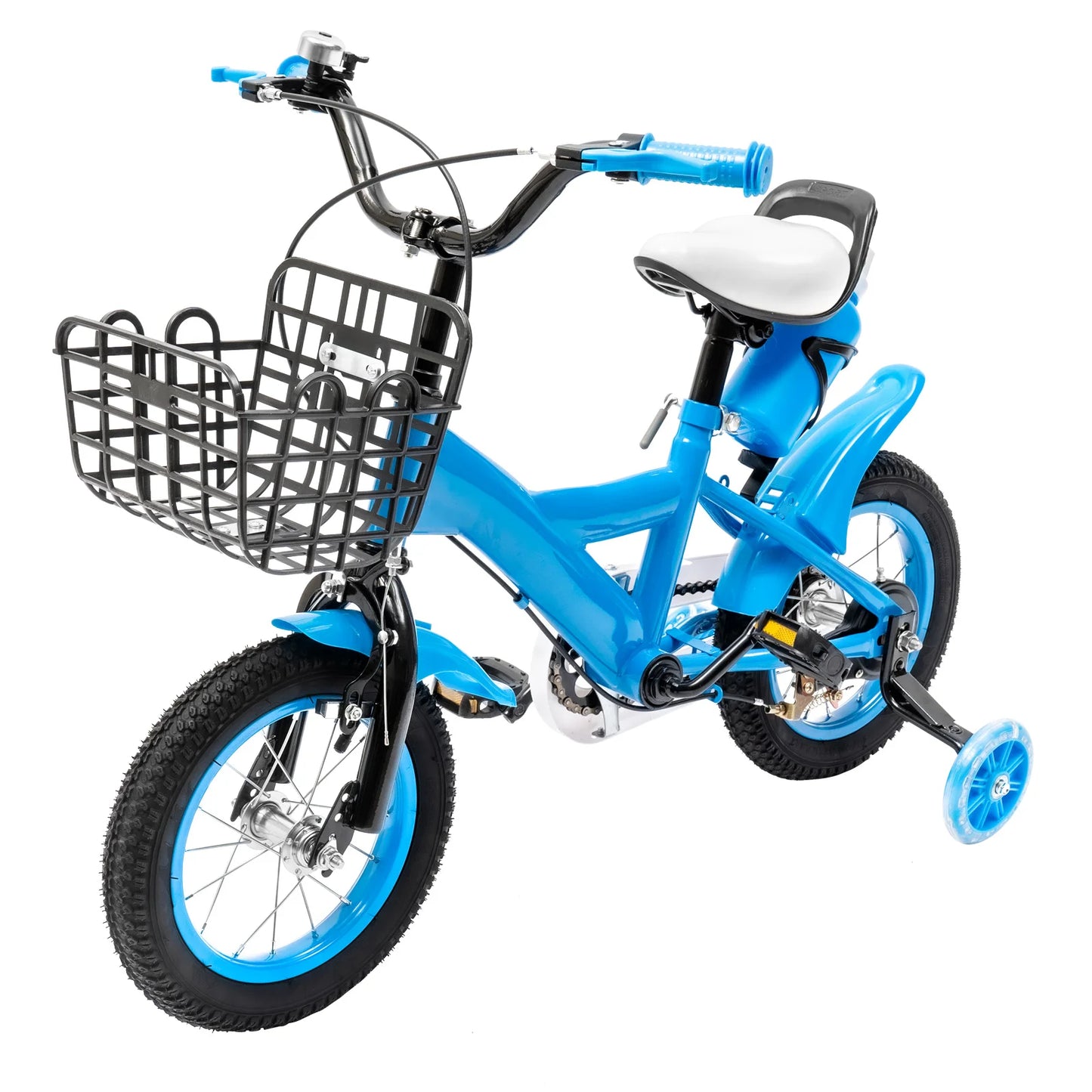 Kinderfiets - Kinderfietsen - Jongensfiets - Meisjesfiets - 12" - Fiets voor voor Beginners - Fiets met Assist Wielen, Carbon Staal – Binnen en Buiten Gebruik