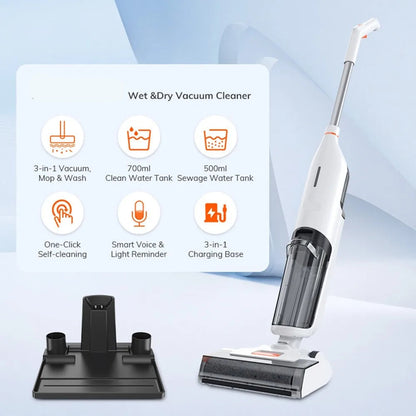 Draadloze Stofzuigers - Stofzuiger - Natte & Droge - Vacuum Cleaner - 220-240V - 800W - 700ml Watertank - 30min Looptijd - 3000mAh - Wit