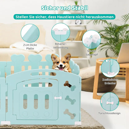 Dog Pen, H60cm, 3/5/7+1 Panels, with Lockable Door, Recycled Plastic,Puppy Enclosure,For Rabbit Runs, Indoors, Outdoors, Playpen - QUORE