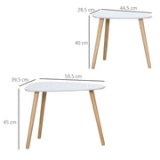 Homcom - Side table - Coffee table - Set of 2 - White Look Side table - Living room - Table - Wooden legs - 59.5x39.5x45 cm