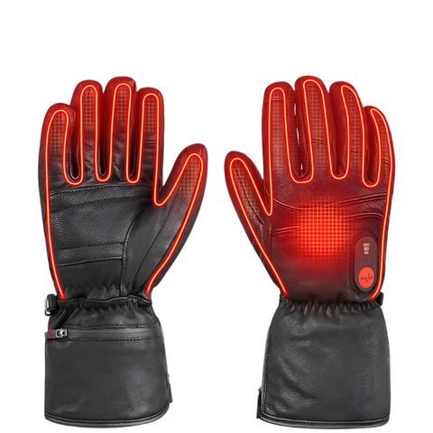 Savior Heat - Heated Gloves - Electric Heated Gloves - Rechargeable Battery - Ski Heated Gloves - Ski Snowboarding Motorcycle - Size: L - Black
