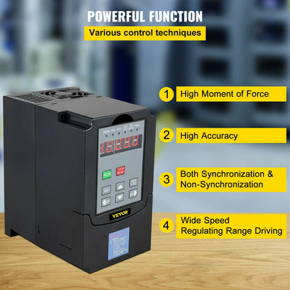 Frequentieregelaar - Frequentie - Toerentalregelaar - VFD 1.5KW 220V - Omvormer Variabele Frequentie Driver - 3-Pase Uitgangssnelheidsregelaar - voor Motor-CNC