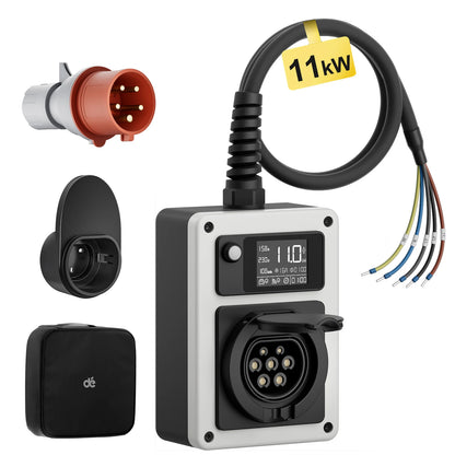 Mobiele Wallbox 11kW – Mobiele Lader – Elektrische Oplader – EV Laadstation – Type 2 Laadpunt – Met App – Open End Kabel – 16A 3-Fase – Weerbestendig IP65