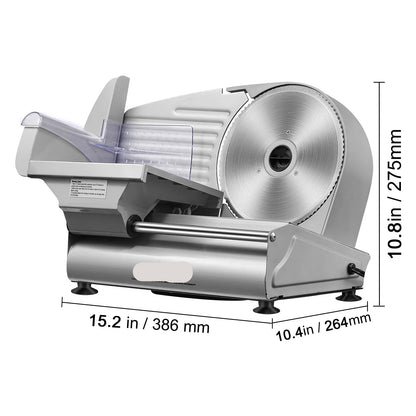 Vleessnijmachine - Snijmachine - Elektrische - 180W - Met RVS Mes - Instelbare Dikte en Veiligheidskap - voor Thuisgebruik