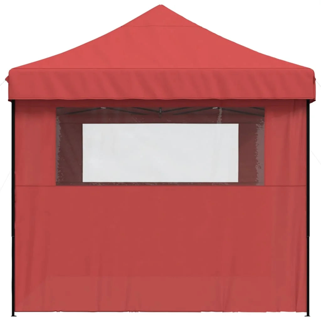 Tuinpaviljoen – Partytent – Opvouwbare Tent – Tuinkamer – Evenemententent – Outdoor Tent – met 3 Zijwanden - Waterafstotend Oxford Polyester – Stevig Gepoedercoat Staal - 410 x 279 x 315 cm - Rood