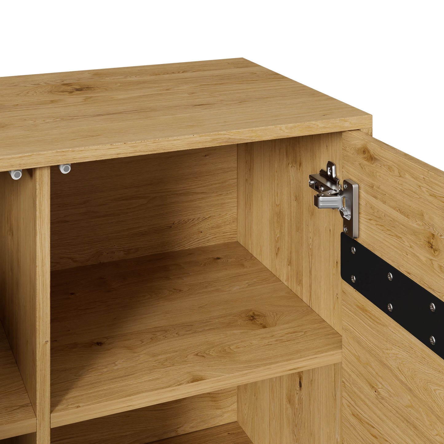 Modern Dressoir – Wandkast – Buffetkast – Opbergkast – Sideboard – Houten Design – Metalen Poten – 140x40x75,5 cm – Ruime 3-Deurs Opbergruimte