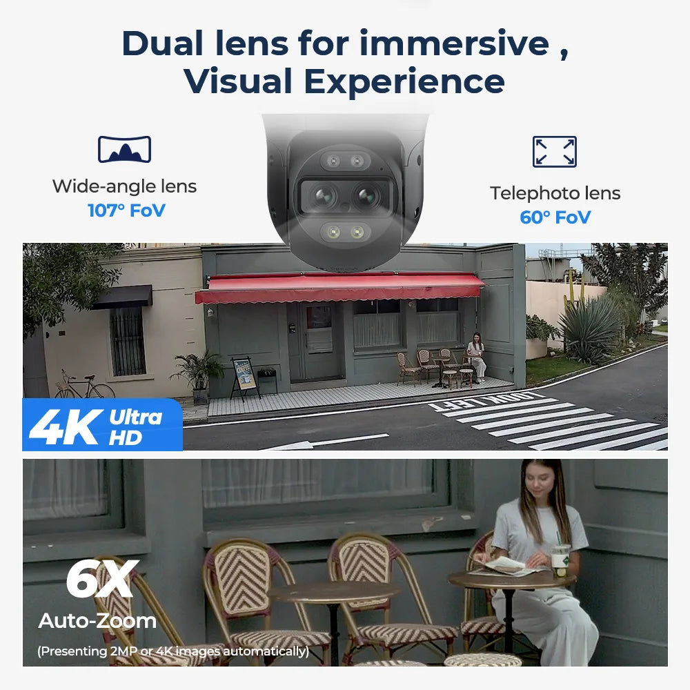 4K Dual Lens PTZ Beveiligingscamera – IP Camera – Outdoor Camera – PTZ Camera – Surveillance Camera – AI Object Tracking – Kleurennachtzicht Met Spotlights