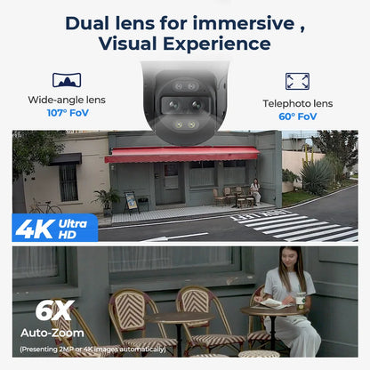 4K Dual Lens PTZ Beveiligingscamera – IP Camera – Outdoor Camera – PTZ Camera – Surveillance Camera – AI Object Tracking – Kleurennachtzicht Met Spotlights
