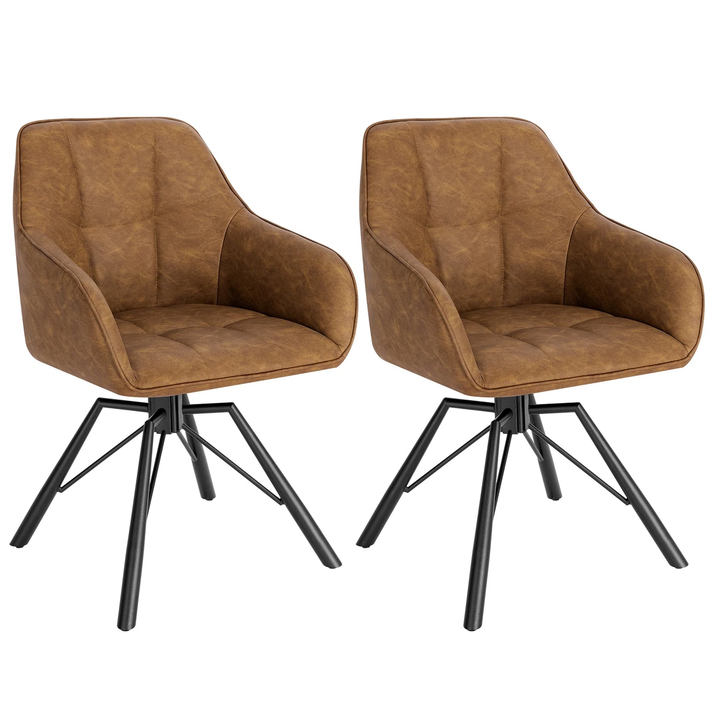 2PCS/SET Swivel Dining Chair Kitchen Upholstered Comfortable Chair with Armrests Backrest for Living Room Home Restaurant