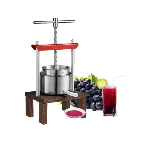 Handmatige fruitpers - 2L - Sapcentrifuge - Roestvrij Staal - Fruit Tinctuur Wijn Olijven Pers Keukenmachine - Zilver