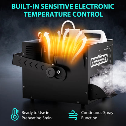 Haze Machine – Rookmachine – Mistgenerator – Stage Fog Machine – Rookgenerator – 1000W Vermogen – DMX en Afstandsbediening – EU Stekker
