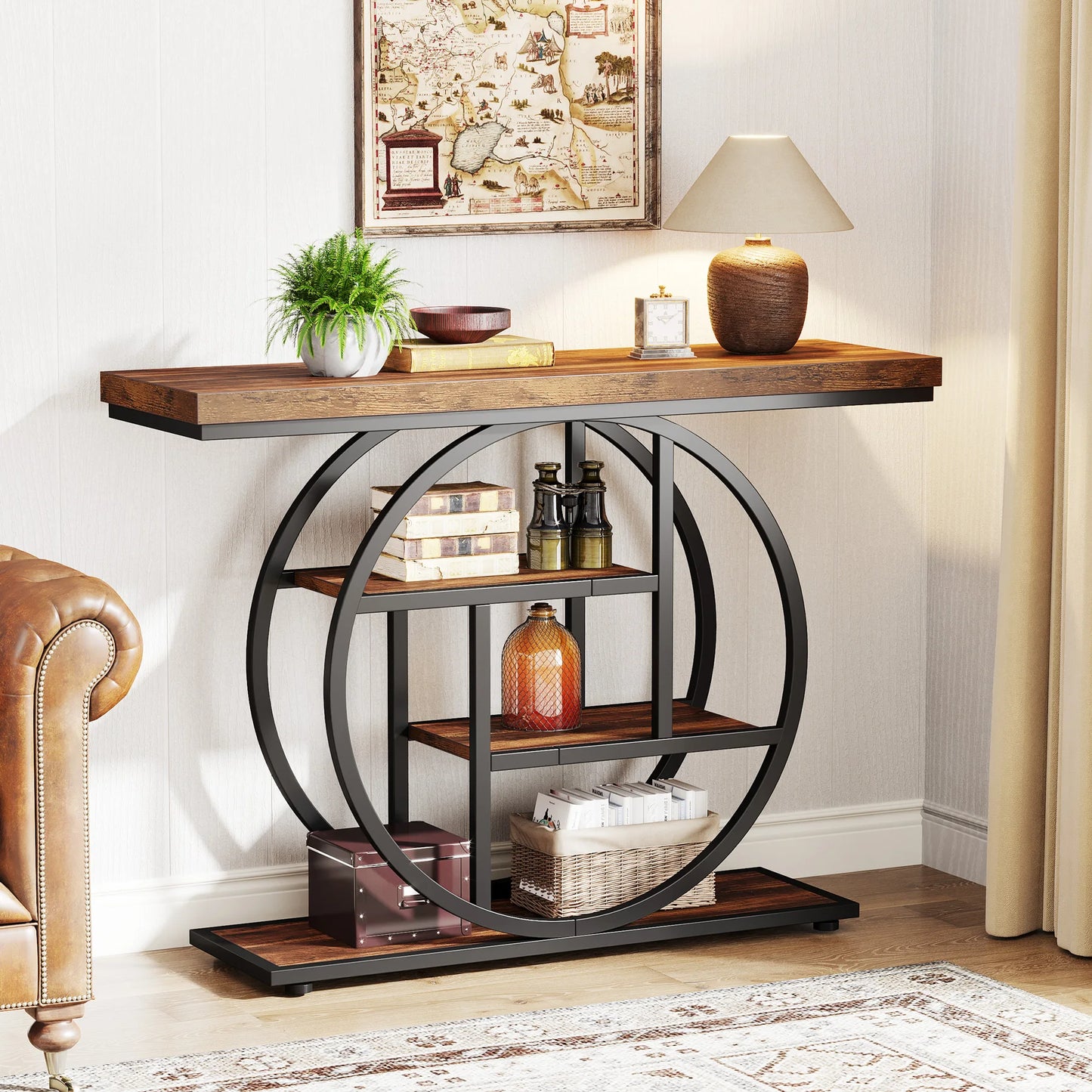 Console Tafel – Sidetable – Haltafel – Bijzettafel – Opbergtafel – Houten Blad 4 Cm – Verstelbare Poten