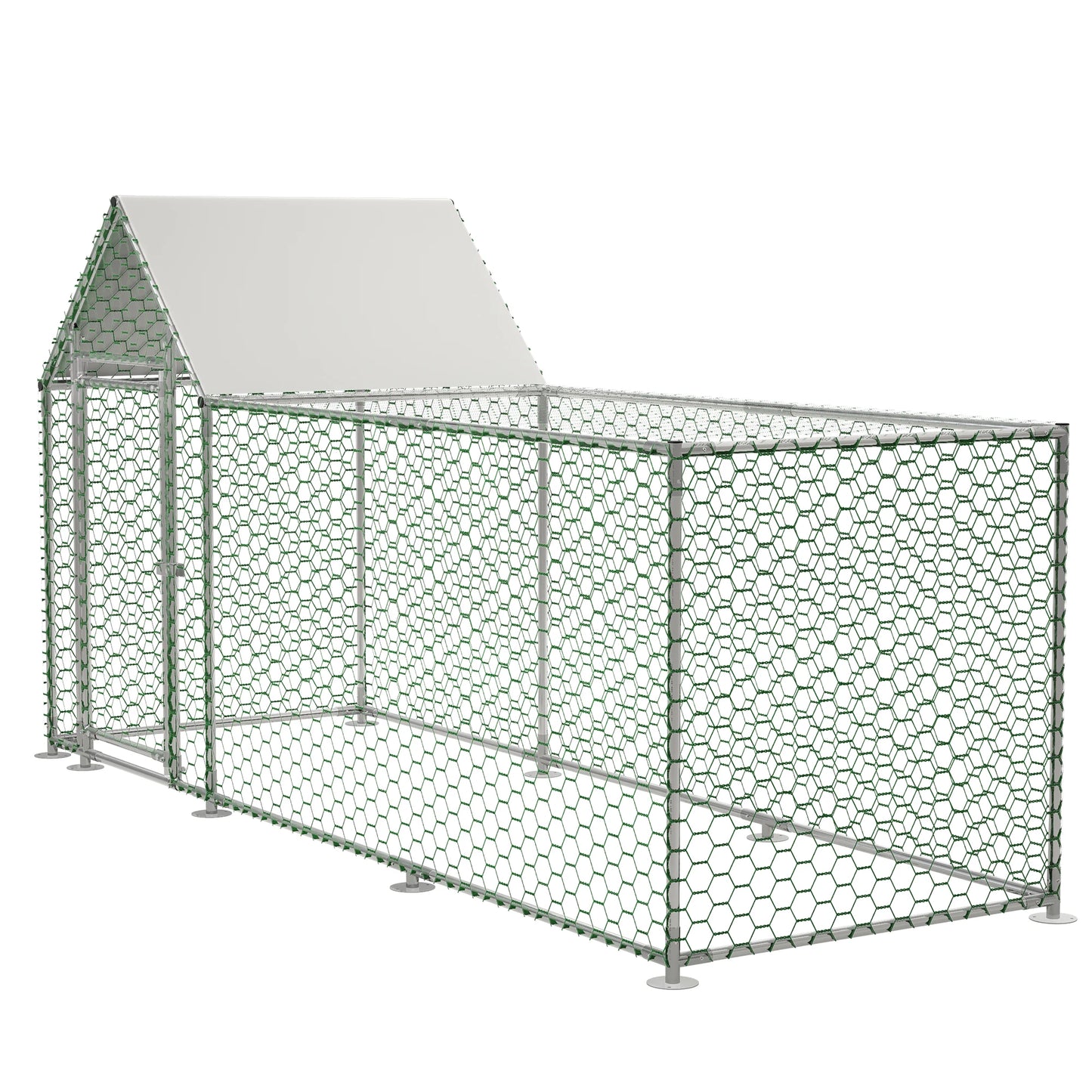 Dierenren – Konijnenren – Kippenren – Puppyren – Klein Dierenren – 3x1x1,5m – Roestvrij Stalen Frame – Waterdichte UV-bestendige PE Kap
