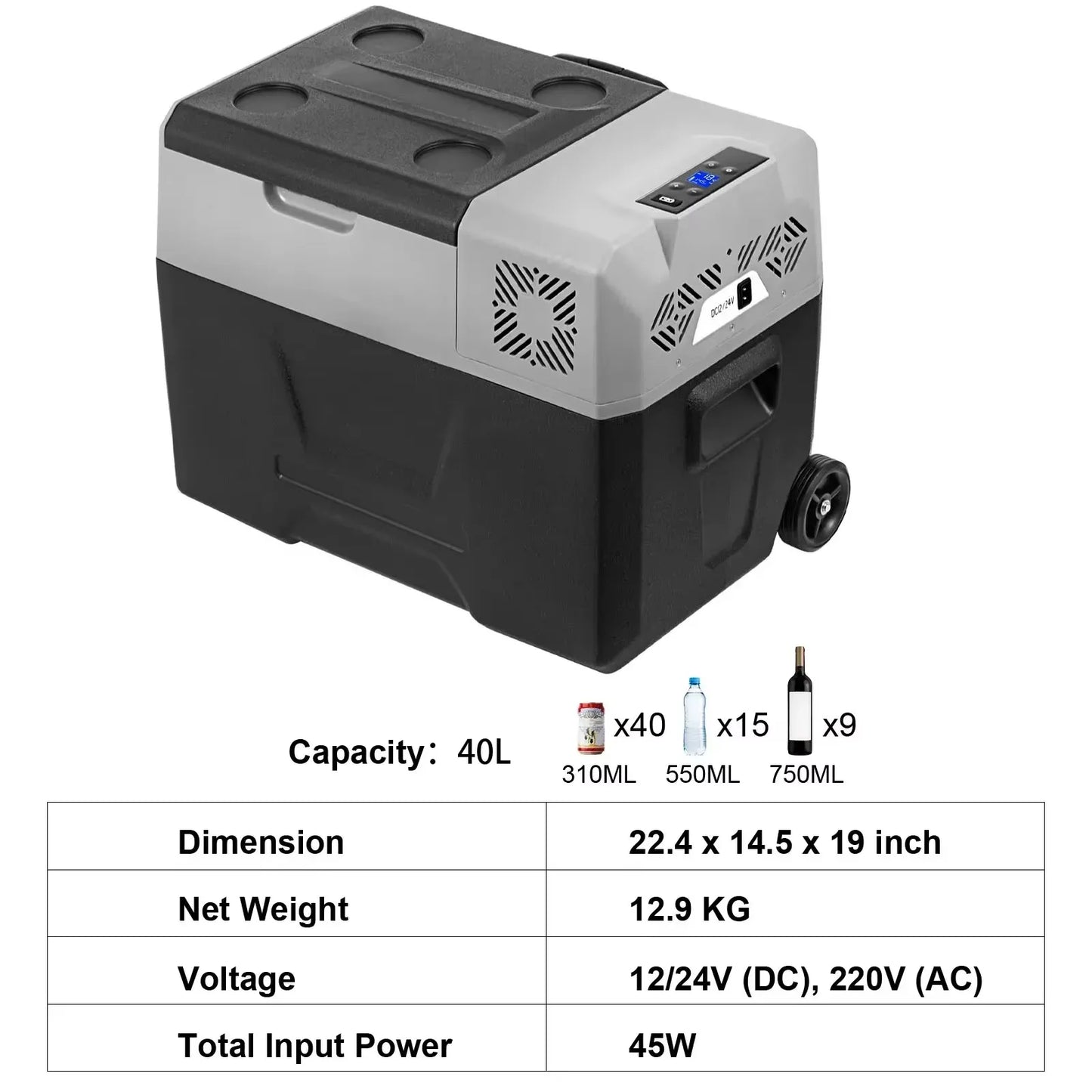 Sihao Car Refrigerator 15L-55L Mini Fridge Freezer Portable Compressor Cooler 12/24V DC 110-240V Ice Box Driving Camping Picnic