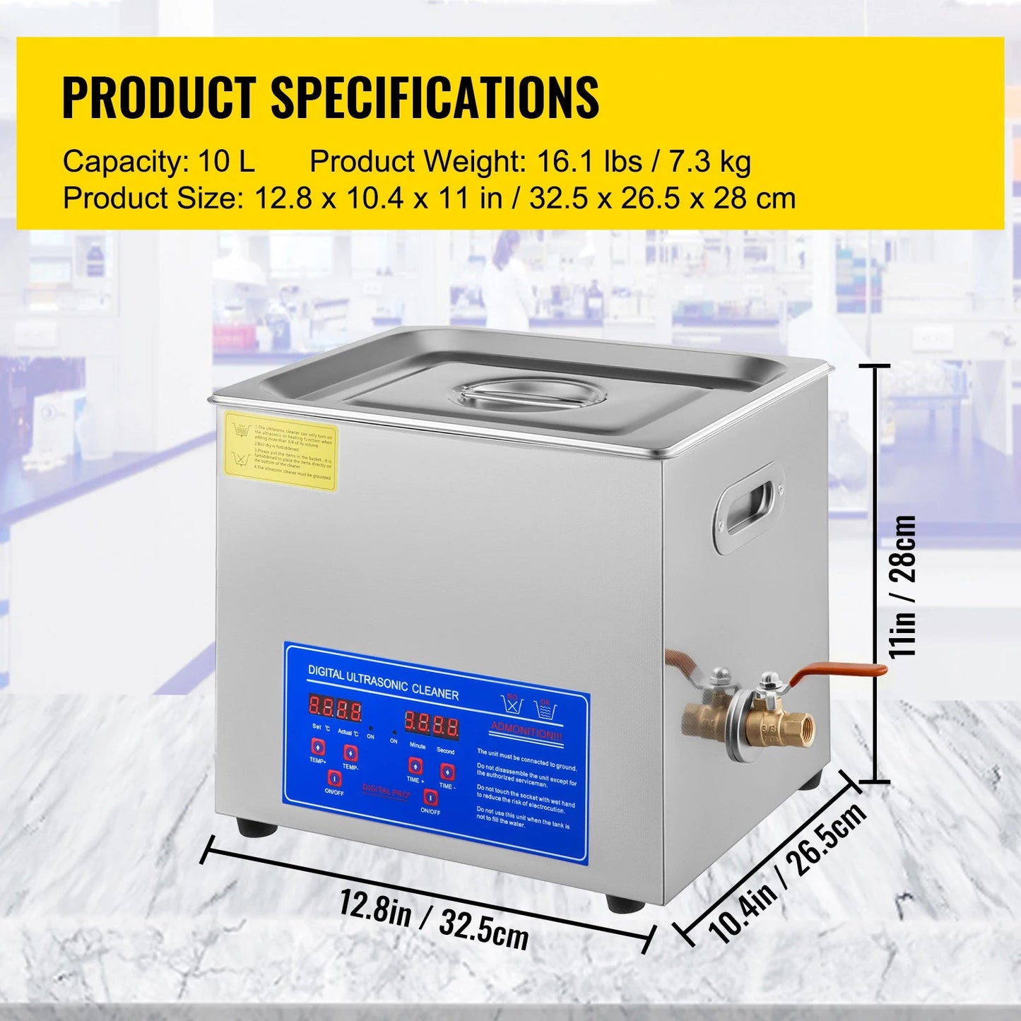 Ultrasoon Reiniger - Reinigingsapparaat voor Sieraden en Brillen - 10L - Ultrasone - Ultrasonic Cleaner - Professionele Draagbare Wasmachine - voor Sieraden, Gereedschap en Huishoudelijk Gebruik