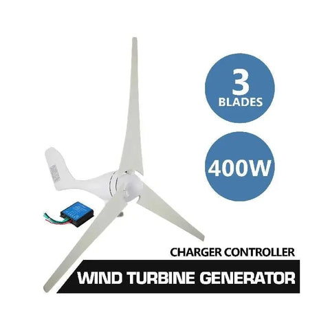 Wind Turbine Generator - 400W - 3 Blades - With Charge Controller - Windmill for Camper Yacht - Small Wind Generator for Home Use Portable