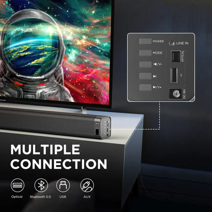 Soundbar - Soundbar voor TV - versterkt Subwoofer - Luidsprekers - Luidsprekerkabels - Speaker - Stereo - 120dB - 100W - Zwart