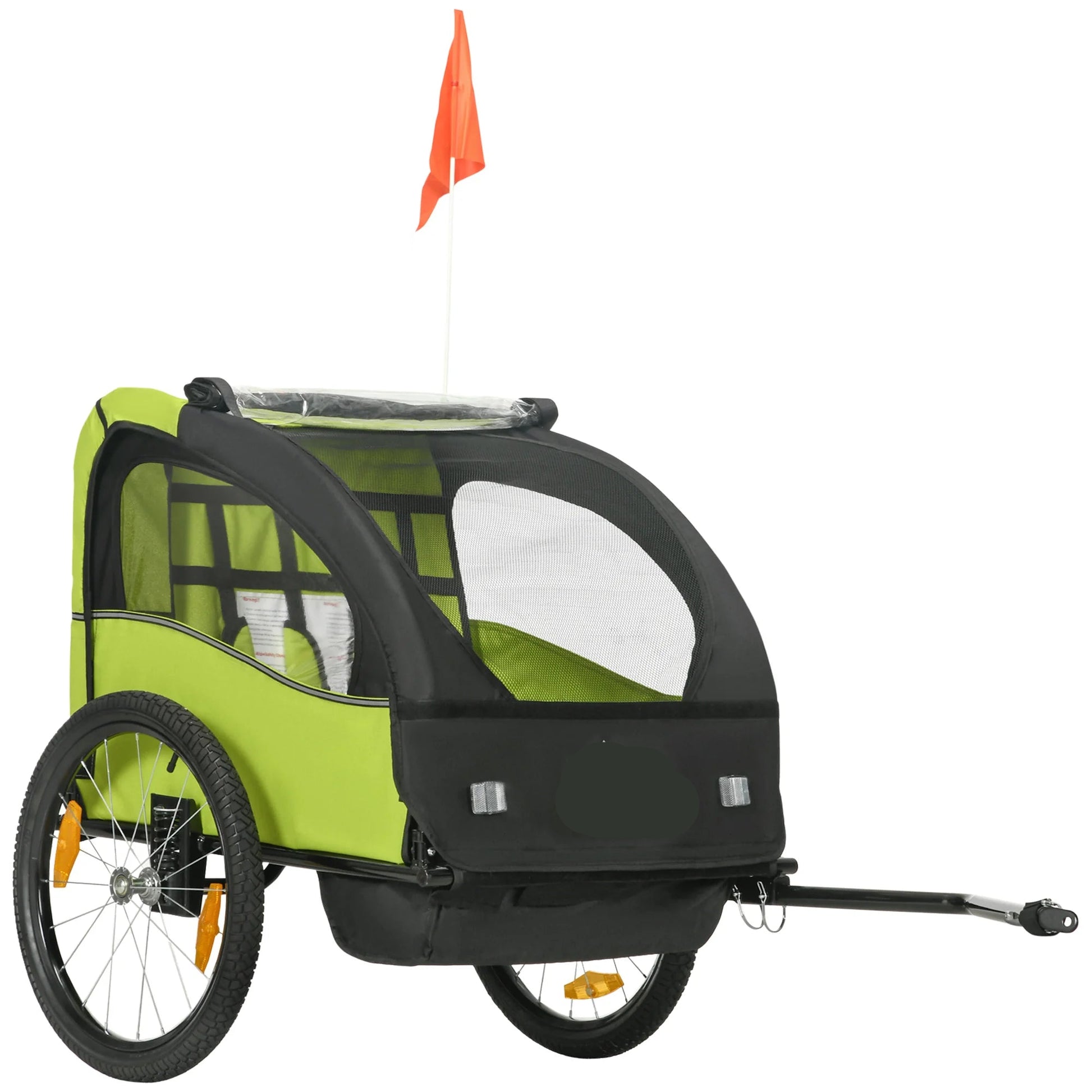 Fietskar voor Kinderen - Fietstrailer - Kinderfietskar - Fietsaanhanger - 2-Zits – 140x88x90 cm – Geschikt voor 18+ Maanden – Veilig & Comfortabel - Kids trailer voor twee personen - Groen - QUORE