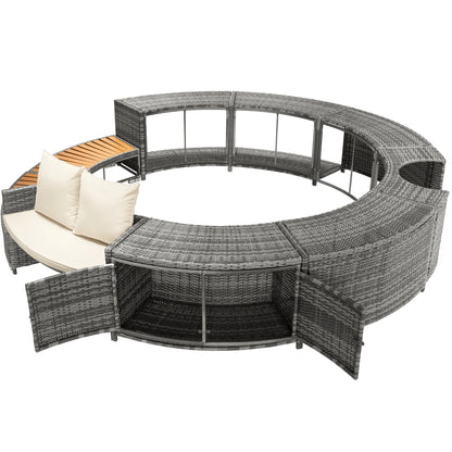 Ronde Tuinbank – Buitenlounge – Tuinmeubel – Loungeset – Zithoek – PE-Rattan – Weerbestendig