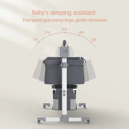 Wieg - Babybedje - Baby bed co sleeper - Elektrisch Babybedje - Ledikant - Bluetooth - Verplaatsbaar - Elektrisch Babybedje met Bluetooth Muziek – Wieg met Schommelfunctie voor Pasgeborenen -Grey