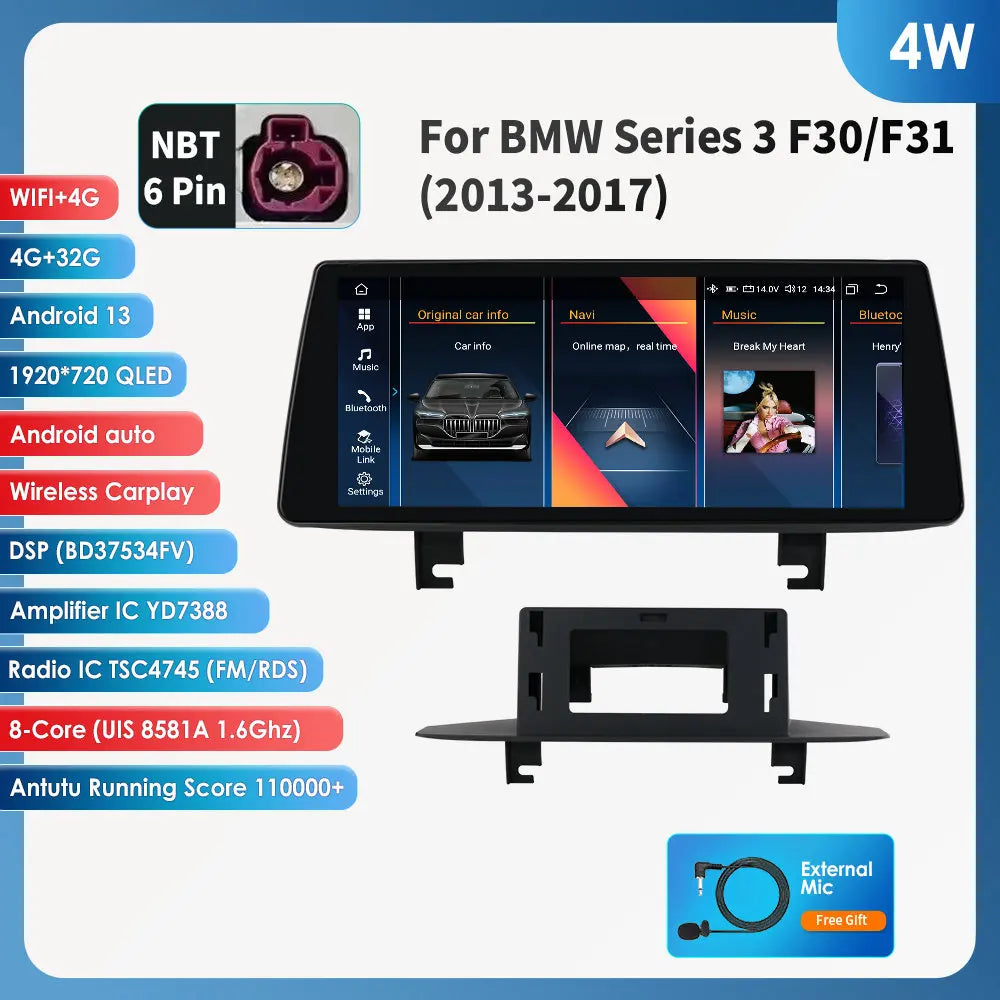 10,25 Inch Autoradio – Multimedia Systeem – Navigatie Unit – Touchscreen Radio – Android 13 Systeem – Apple CarPlay Ondersteuning – 4G WiFi Connectiviteit – Snelle Octa-Core Processor