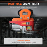 Kabeltakel - Elektrische lier - Elektrische Takel - Hijskraan - Handmatige trolley - 1T 2.68-4.33in - Oranje