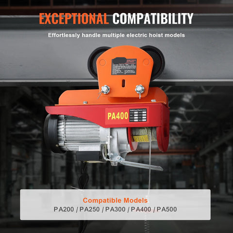 Kabeltakel - Elektrische lier - Elektrische Takel - Hijskraan - Handmatige trolley - 1T 2.68-4.33in - Oranje