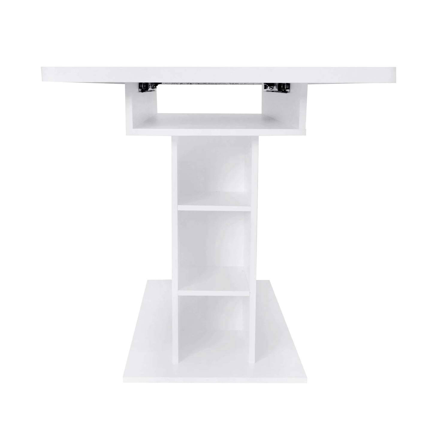 Uitschuifbare Eettafel – Flexibele Tafel – Uitbreidbare Tafel – Ruimtebesparende Tafel – Middenpoot Ontwerp – Stevig Spaanplaat – Eenvoudige Montage - 130 x 70 x 75 cm - Wit - QUORE