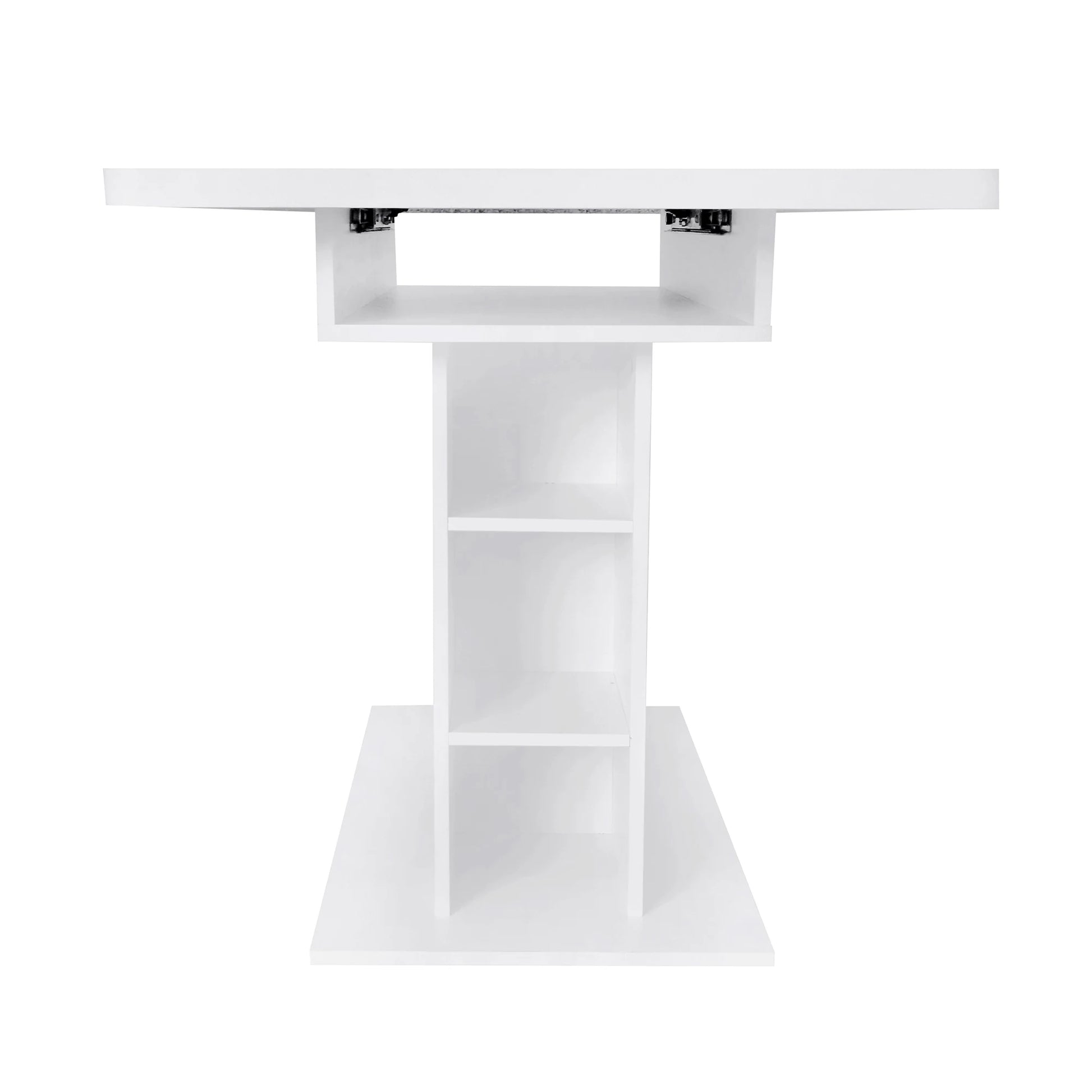Uitschuifbare Eettafel – Flexibele Tafel – Uitbreidbare Tafel – Ruimtebesparende Tafel – Middenpoot Ontwerp – Stevig Spaanplaat – Eenvoudige Montage - 130 x 70 x 75 cm - Wit - QUORE