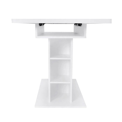 Uitschuifbare Eettafel – Flexibele Tafel – Uitbreidbare Tafel – Ruimtebesparende Tafel – Middenpoot Ontwerp – Stevig Spaanplaat – Eenvoudige Montage - 130 x 70 x 75 cm - Wit - QUORE