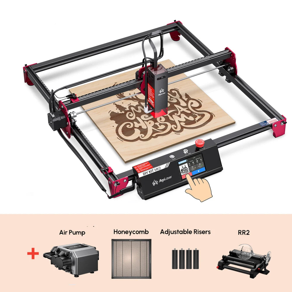 AlgoLaser Laser Engraver DIY MK2 10W 3.5” Color Touch Screen App Offline Control DIY Engraver Tool for Metal/Glass/Wood Engrave - QUORE