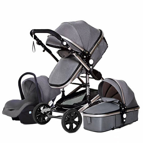 Kinderwagen - Buggy - Plooibuggy - Buggy 3 in 1 Kinderwagen - Inklapbare Kinderwagen - Aluminium Frame - Hoogbouwwagen - voor Pasgeboren Babyboomer - Grijs