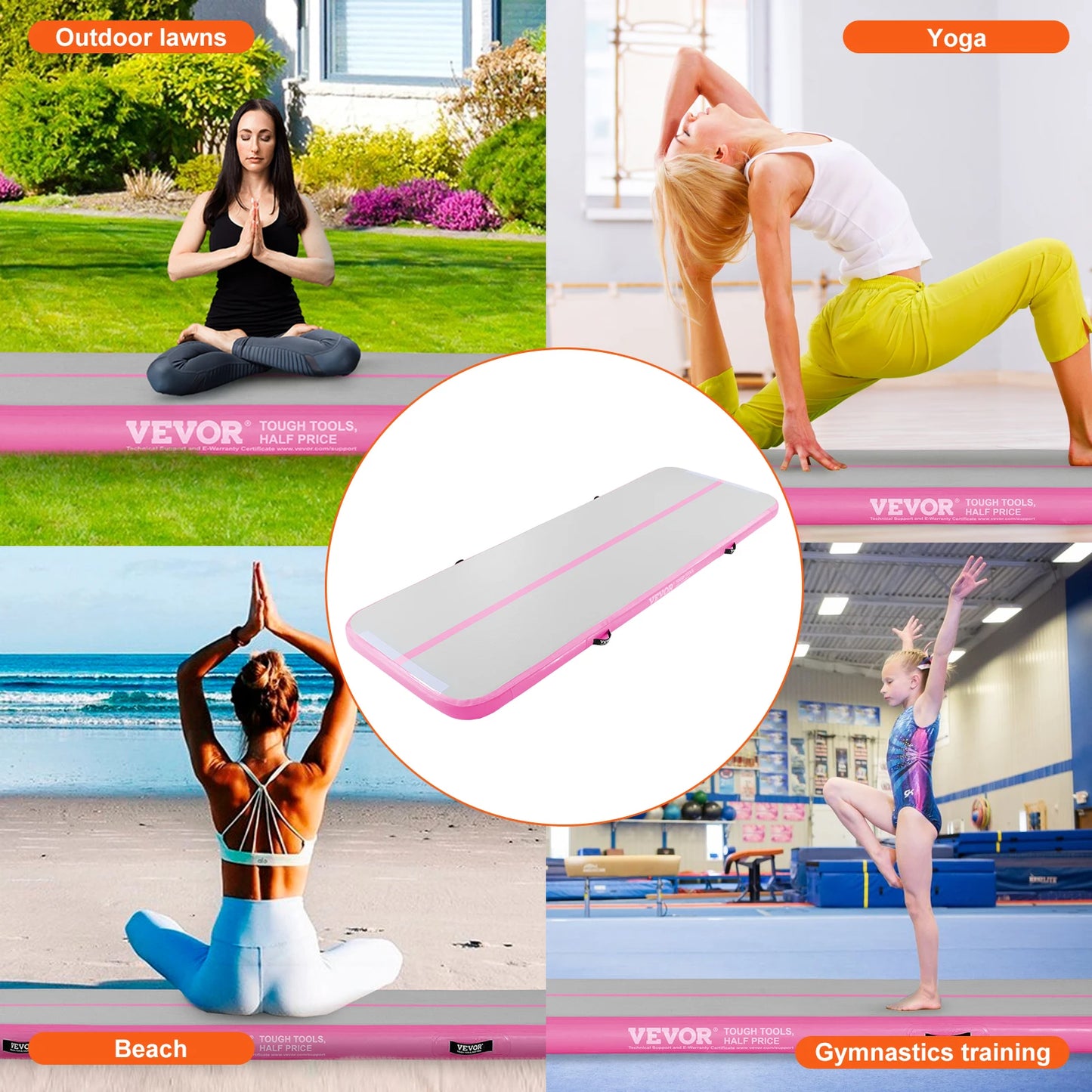 Gymnastiekmat - Opblaasbare - Turnmat - Dikke Tumbling Mat - met Elektrische Pomp - Voor Thuis - Gym & Training - Hoogwaardig PVC-materiaal - Ergonomische Handgreep - en Schouderband - 10ftx3.3ftx4inch - Blauw