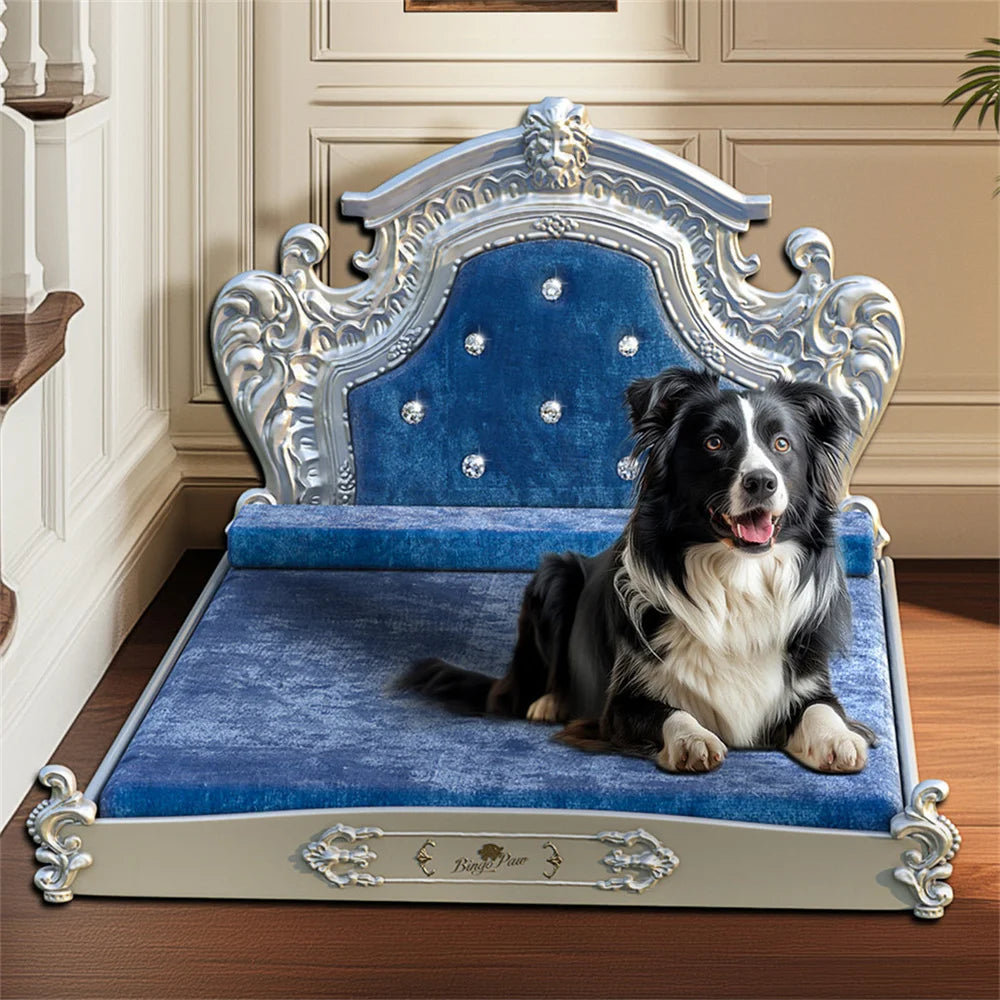 Hondenbed – Groot Hondenkussen – Luxe Hondenmand – Fluwelen Bed – Stevig Frame – Verwijderbare Wasbare Hoes - Blauw - L