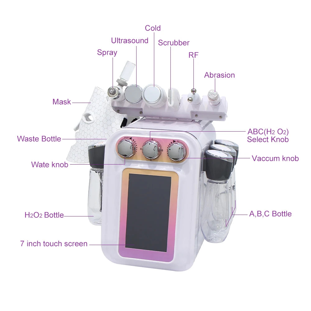 7-in-1 Hydro Dermabrasie Gezichtsbehandelingsmachine – Huidverzorgingsapparaat – Gezichtsreiniging – Poriënverfijner – Anti-Aging – Touchscreen Bedienig – Universeel 110-220V