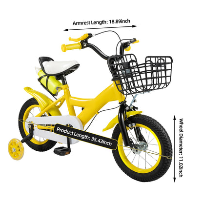 Fiets - Jongensfiets - Kinderfiets - Kinderfietsen - Fiets voor Kinderen met Verstelbare Zitting, Trainingswielen en Lichtgewicht Carbon Stalen Frame voor Stabiel Fietsen