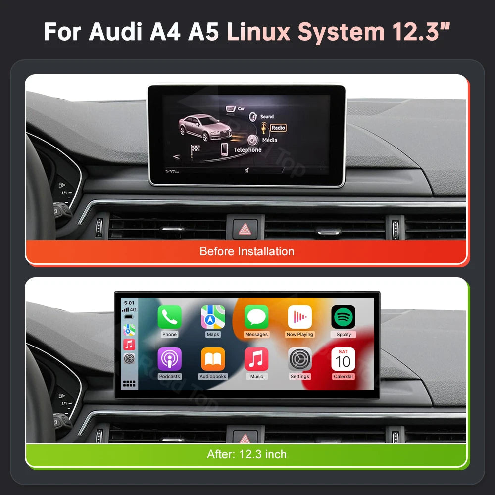 12,3 Inch Multimedia Touchscreen – Autonaviteit – CarPlay Display – Android Auto Scherm – AirPlay Interface – Draadloos Verbinden – Hoge Resolutie 1920x720 – Linux Systeem
