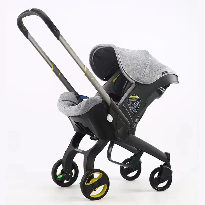 Kinderwagen - Babywagen - Wandelwagen - met Autostoel - 4-in-1 - Lichtgewicht Reisbuggy - Opvouwbaar - Veilig en Comfortabel - voor Baby's - en Peuters - Grijs